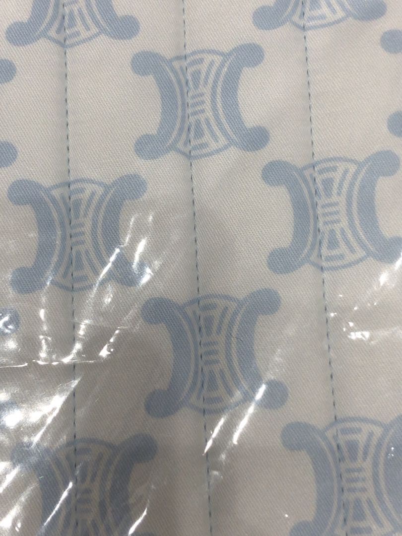 CELINE 新品 セリーヌ キルティングパッドシーツ　寝具　ブルー　総柄
