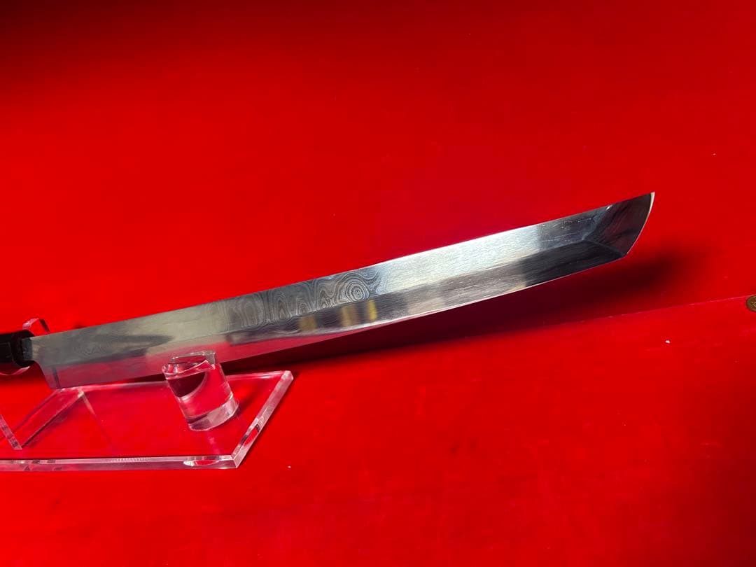 01538 包丁　先丸型　尺三　スウェーデン鋼　墨流し　折り返し六回鍛錬　箱付