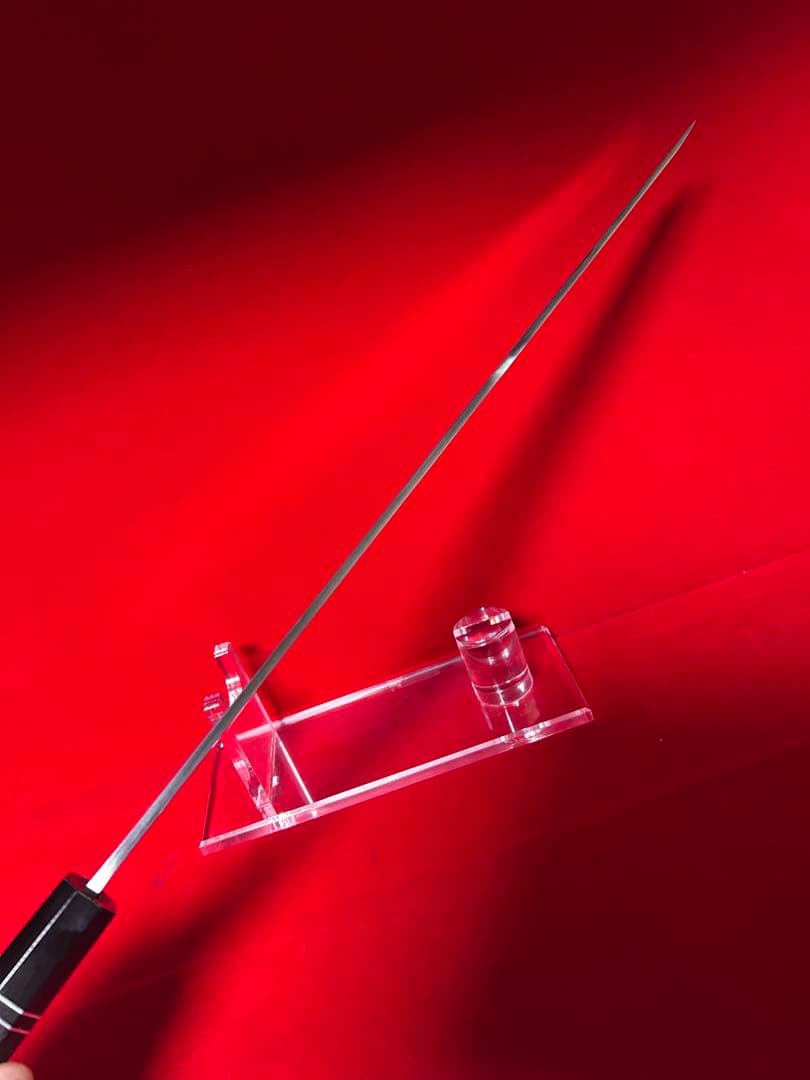 01538 包丁　先丸型　尺三　スウェーデン鋼　墨流し　折り返し六回鍛錬　箱付