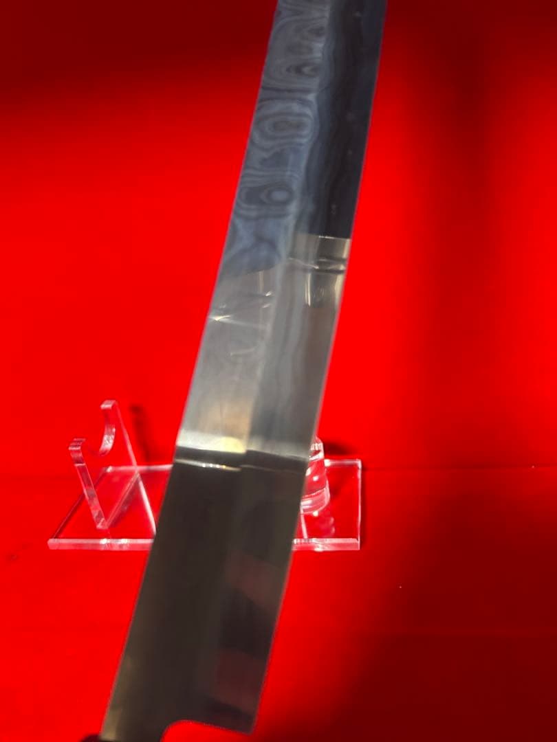 01538 包丁　先丸型　尺三　スウェーデン鋼　墨流し　折り返し六回鍛錬　箱付