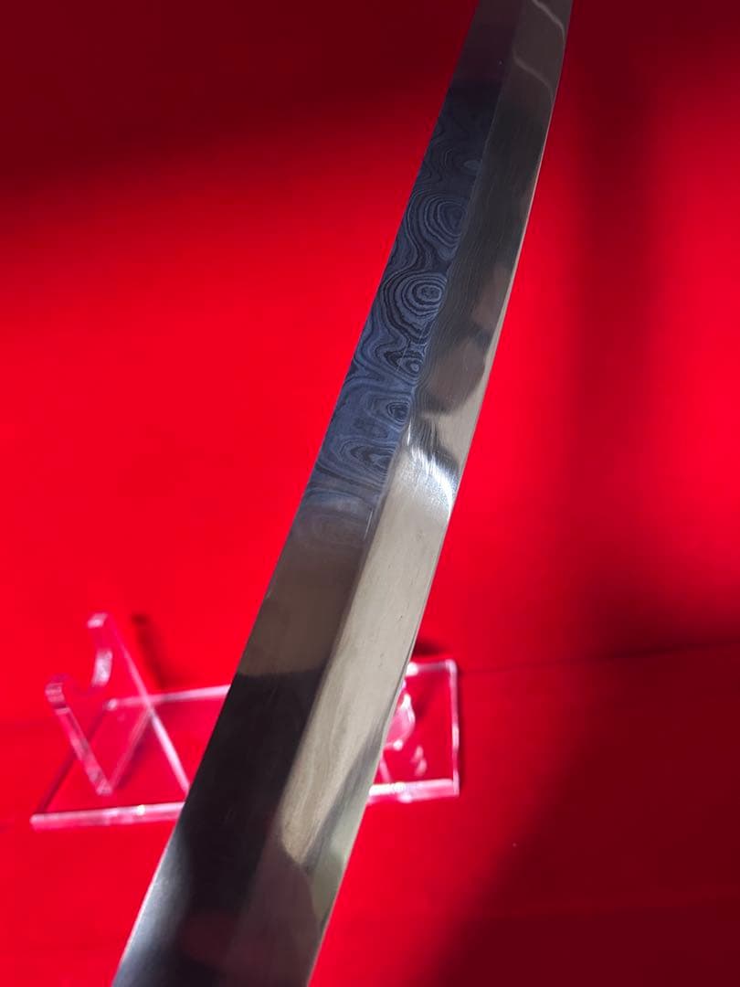 01538 包丁　先丸型　尺三　スウェーデン鋼　墨流し　折り返し六回鍛錬　箱付