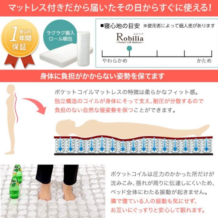 《新品セット》宮棚·照明付きフロアベッド＋マットレスSET★ シングルベッド