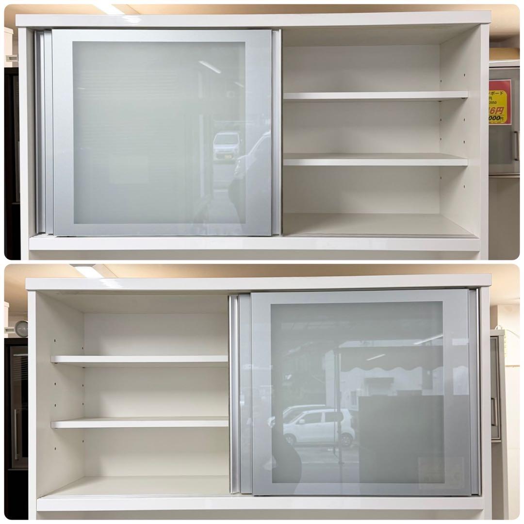 定価24万♪ 松田家具 117cm幅キッチンボード 食器棚 収納家具 鏡面仕上げ