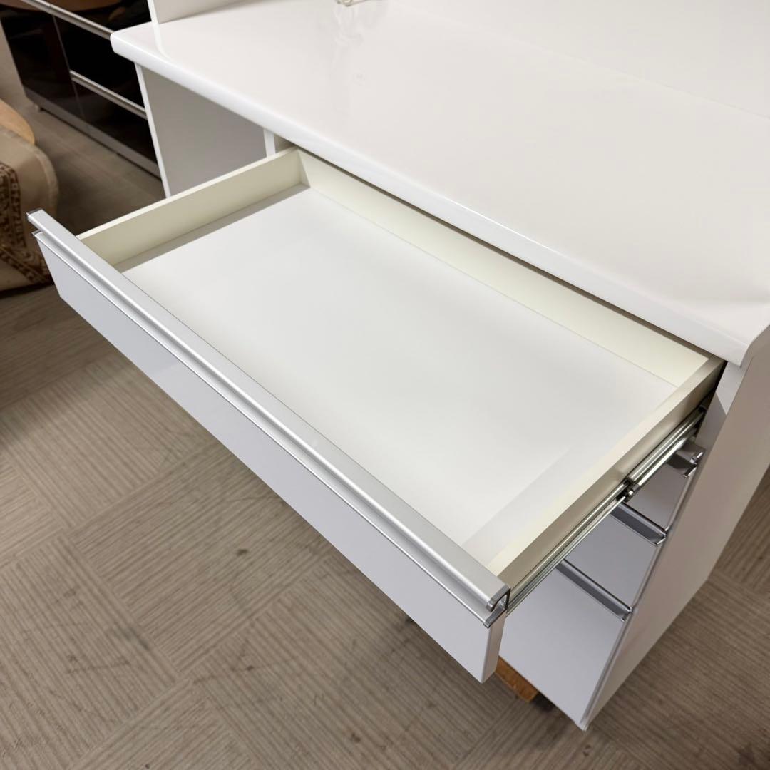 定価24万♪ 松田家具 117cm幅キッチンボード 食器棚 収納家具 鏡面仕上げ