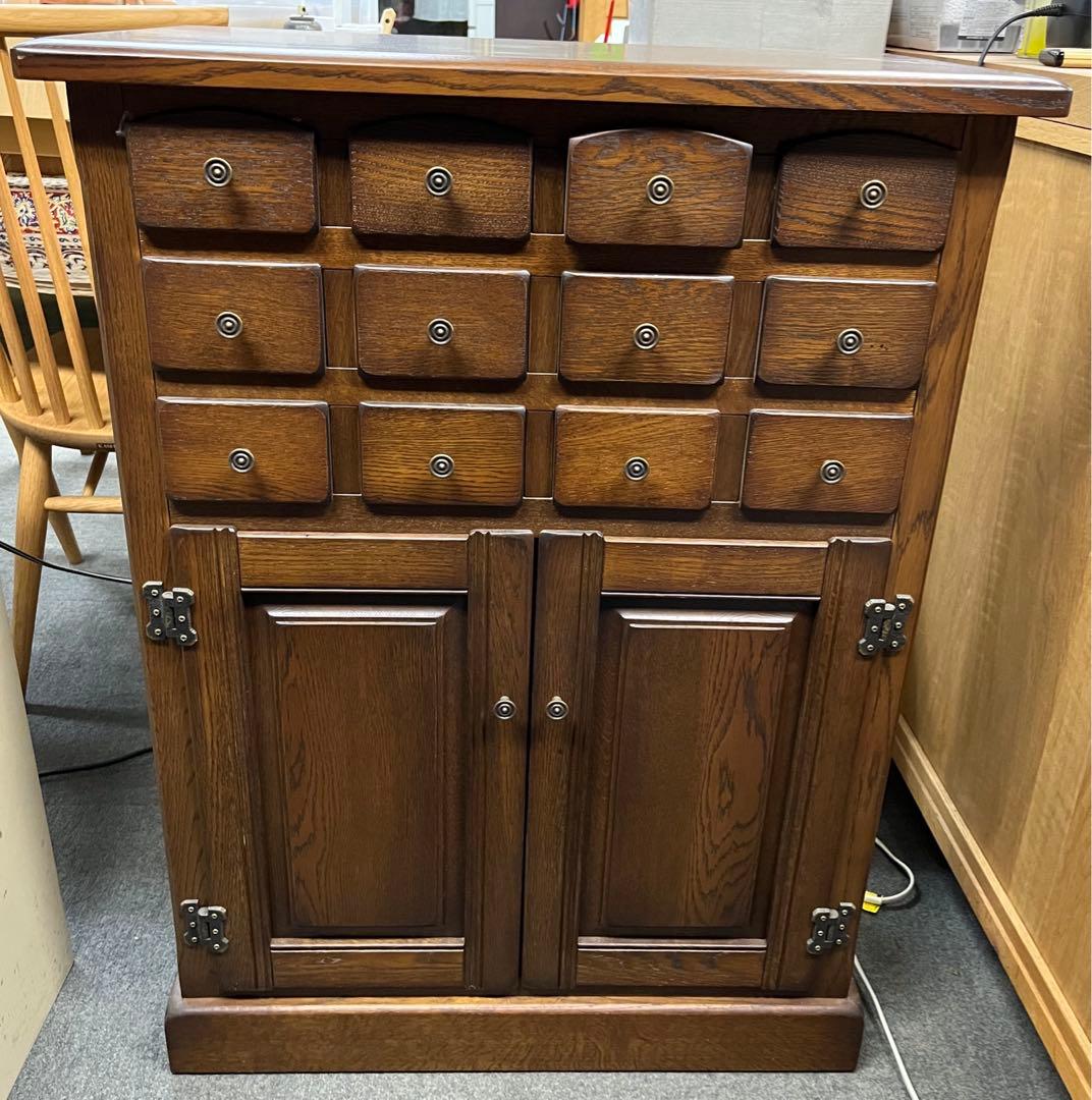 【送料込】家具　ナラ　無垢　木製チェスト