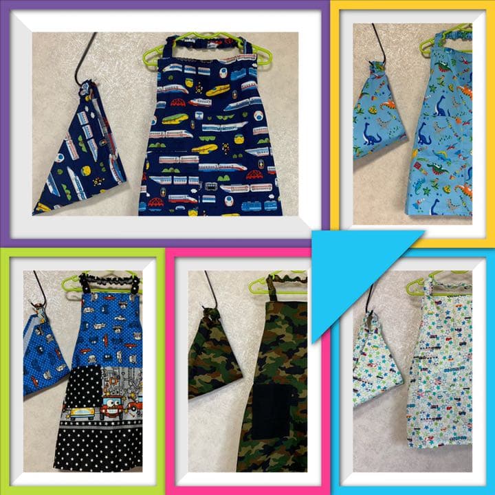 エプロン＆三角巾セット(110〜120cm)☆