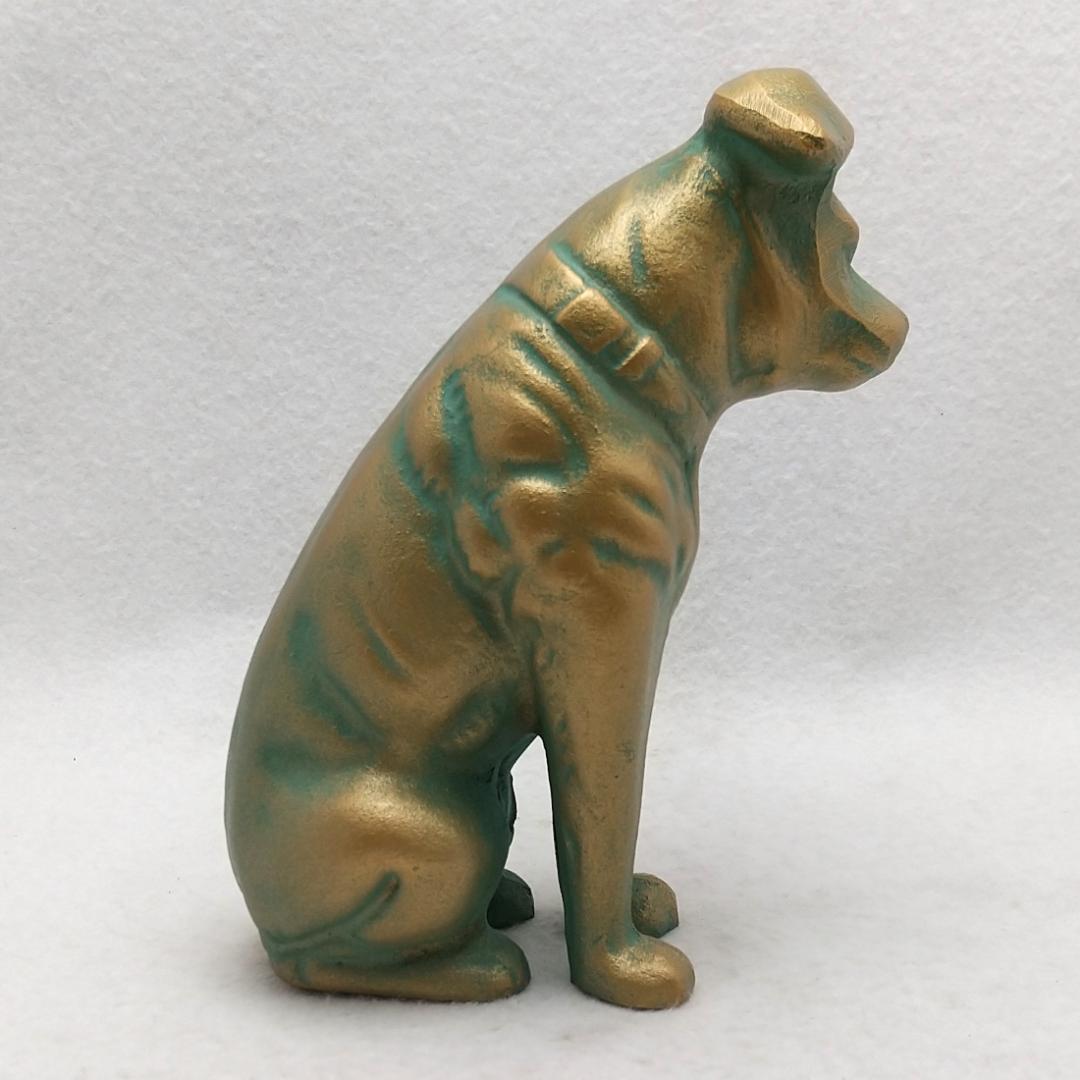 ビクター 犬 ニッパー 金属製 勝運戌 置物 ヴィンテージ ガラスケース付き