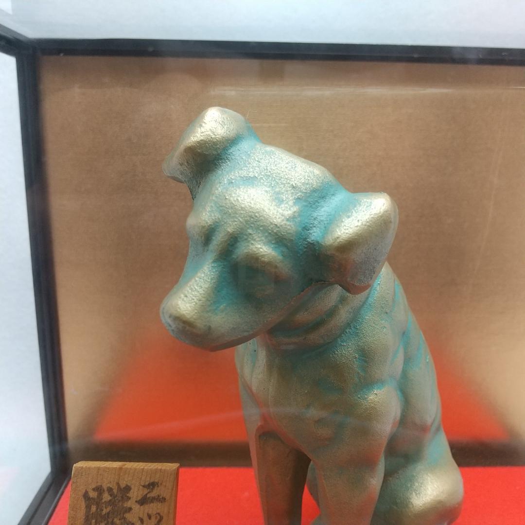 ビクター 犬 ニッパー 金属製 勝運戌 置物 ヴィンテージ ガラスケース付き