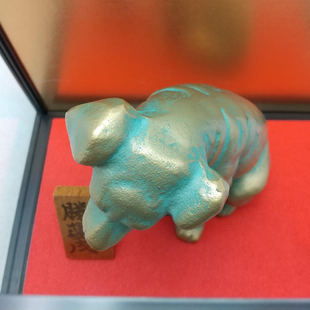 ビクター 犬 ニッパー 金属製 勝運戌 置物 ヴィンテージ ガラスケース付き