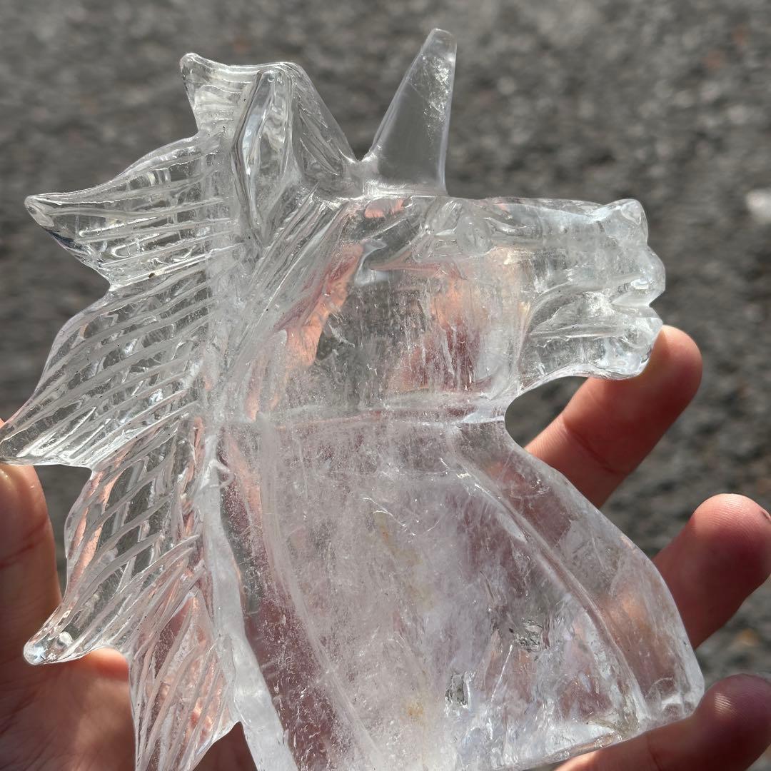 天然石水晶のユニコーン置物　ご購入前に在庫確認必要G.276