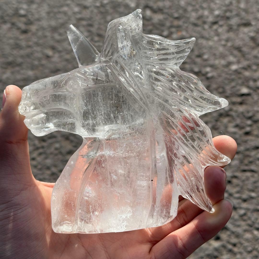 天然石水晶のユニコーン置物　ご購入前に在庫確認必要G.276