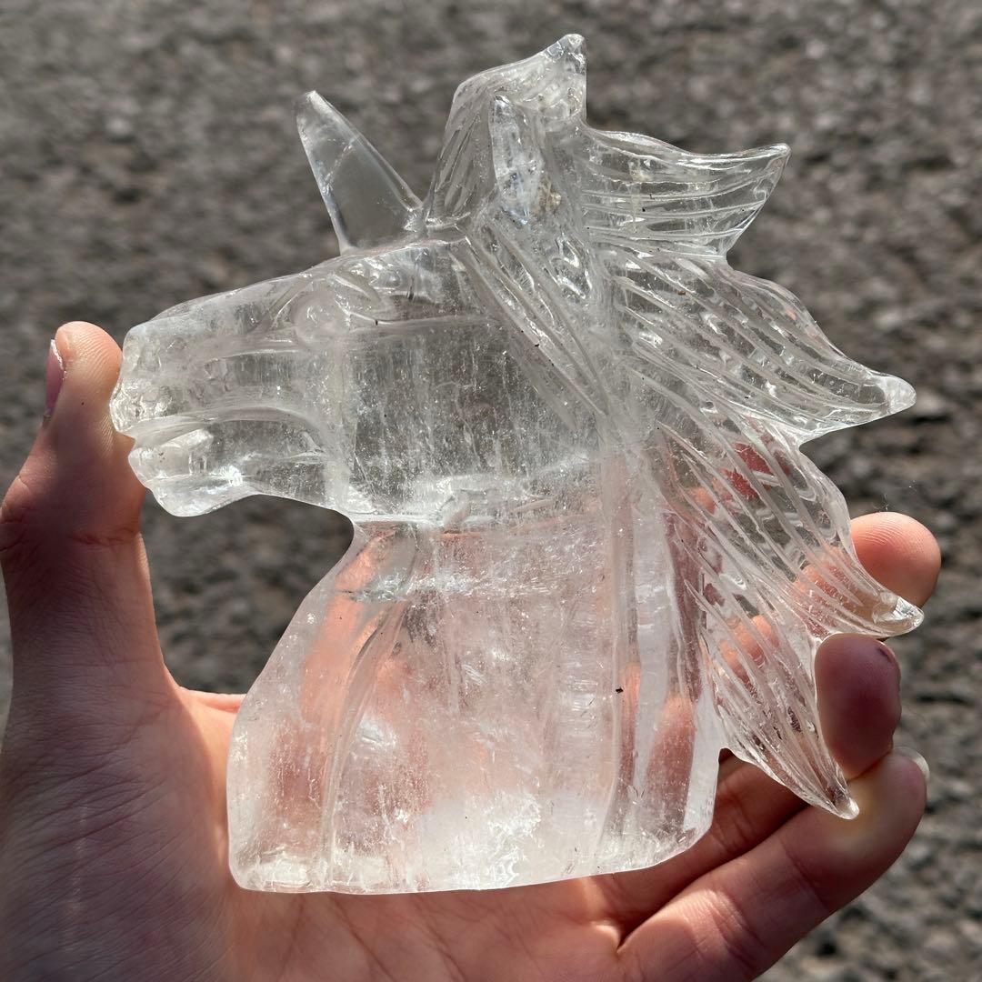 天然石水晶のユニコーン置物　ご購入前に在庫確認必要G.276