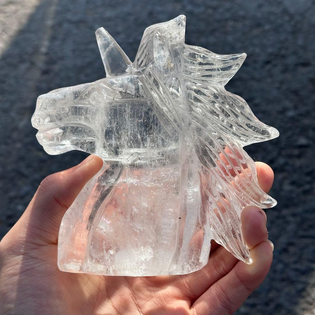 天然石水晶のユニコーン置物　ご購入前に在庫確認必要G.276