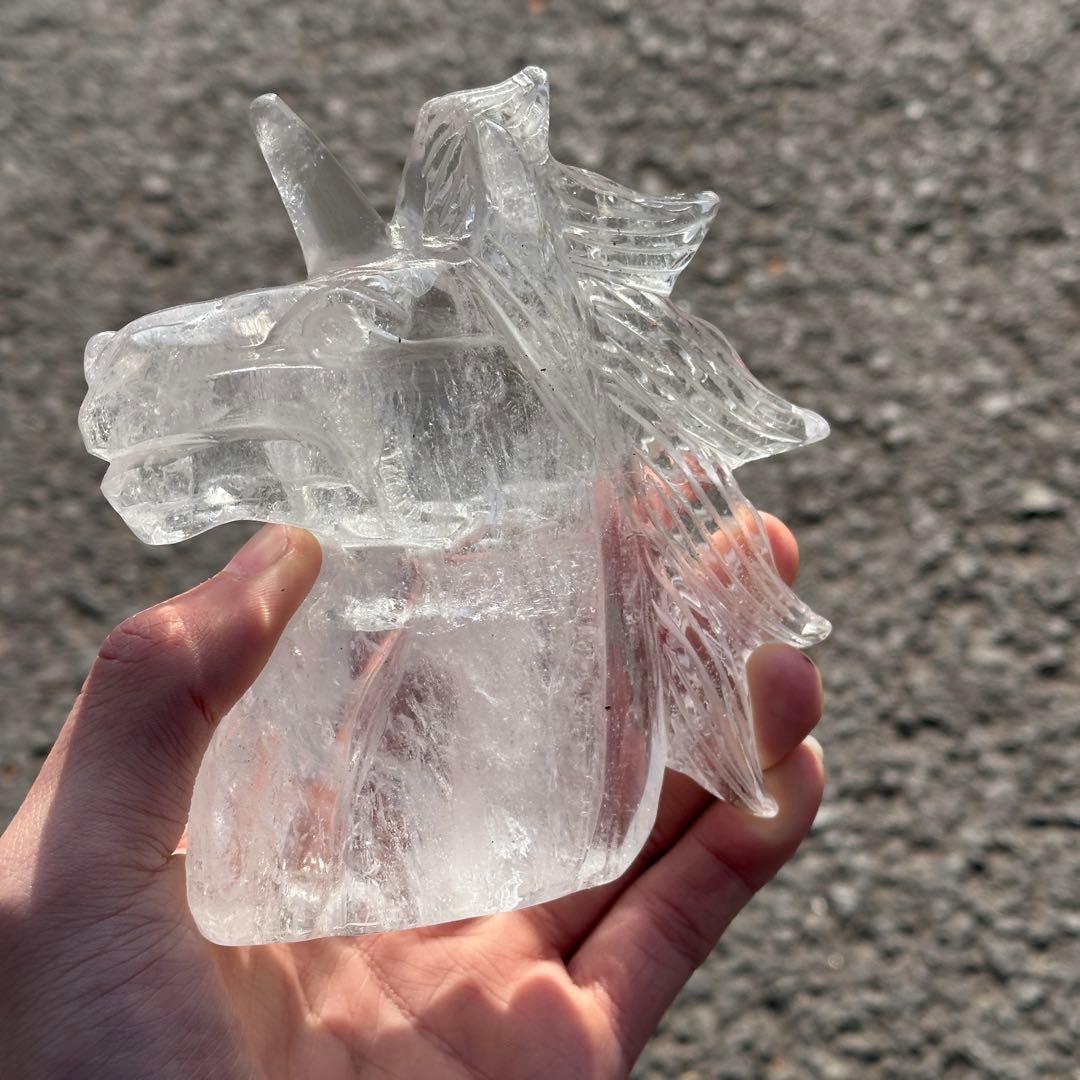 天然石水晶のユニコーン置物　ご購入前に在庫確認必要G.276