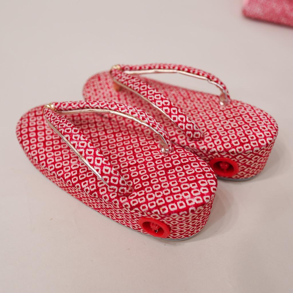 七五三 三歳 女児 正絹 総絞り 被布着物フルセット 赤色 お仕立て無料