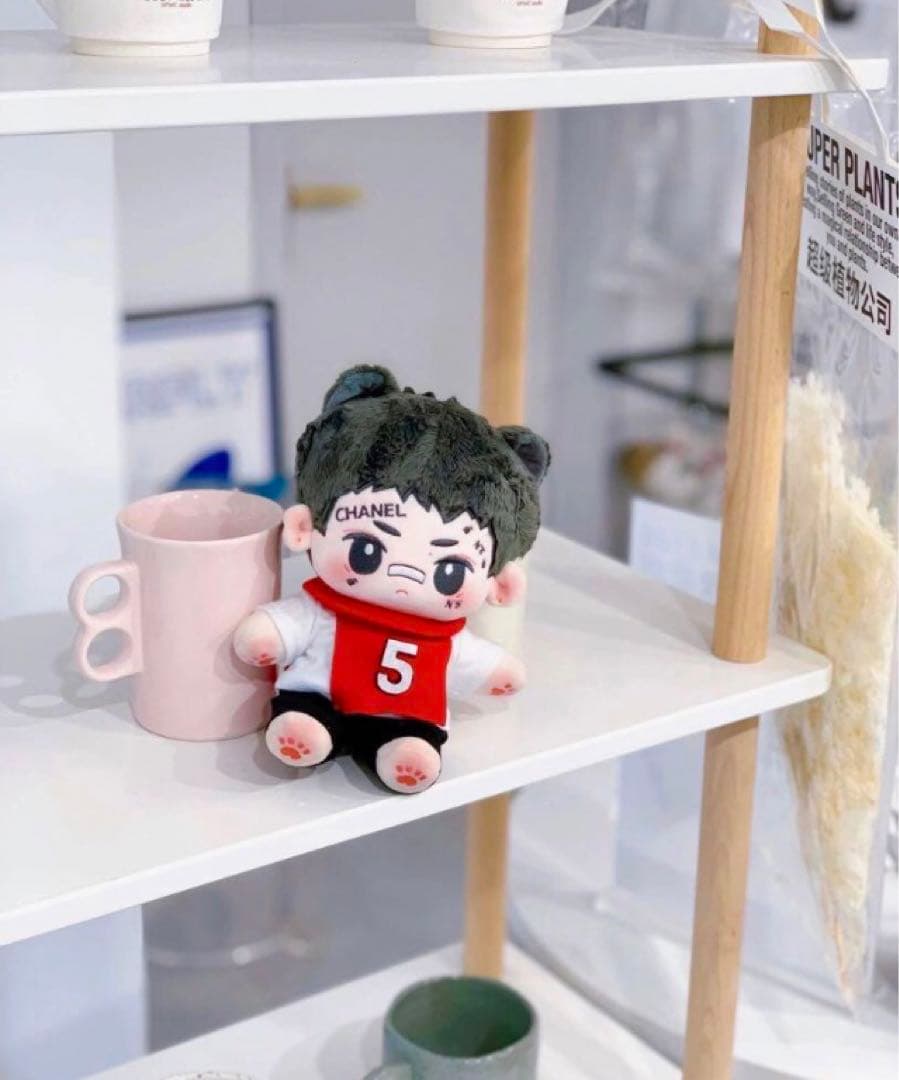 王一博 20cmぬいぐるみ本体 コスモポリタン 雑誌撮影服とスケボー付