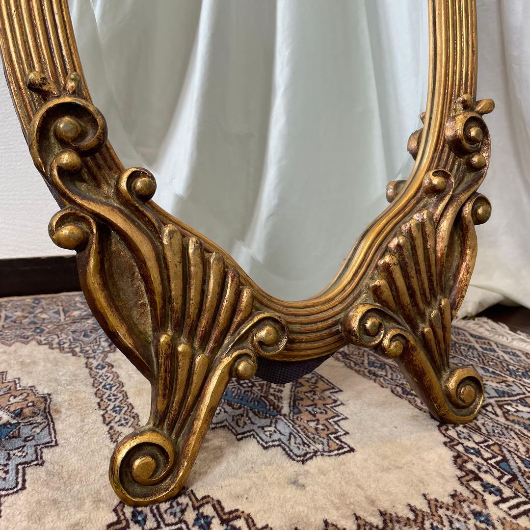 エレガント スタンドミラー ゴールドフレーム ロココ 姿見 アールヌーボー