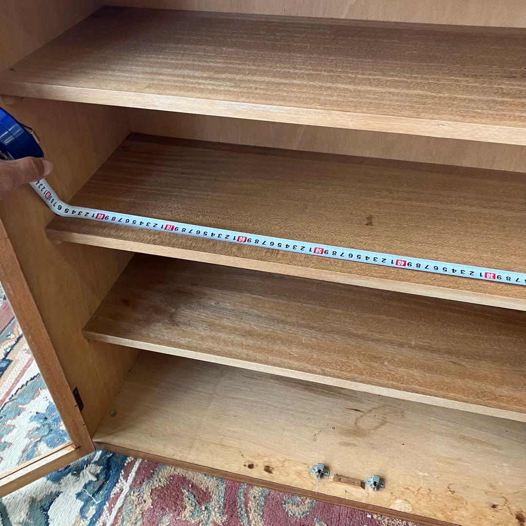 ② 昭和レトロ 古家具 ガラス戸 木製キャビネット 食器棚 飾り棚 サイドボード