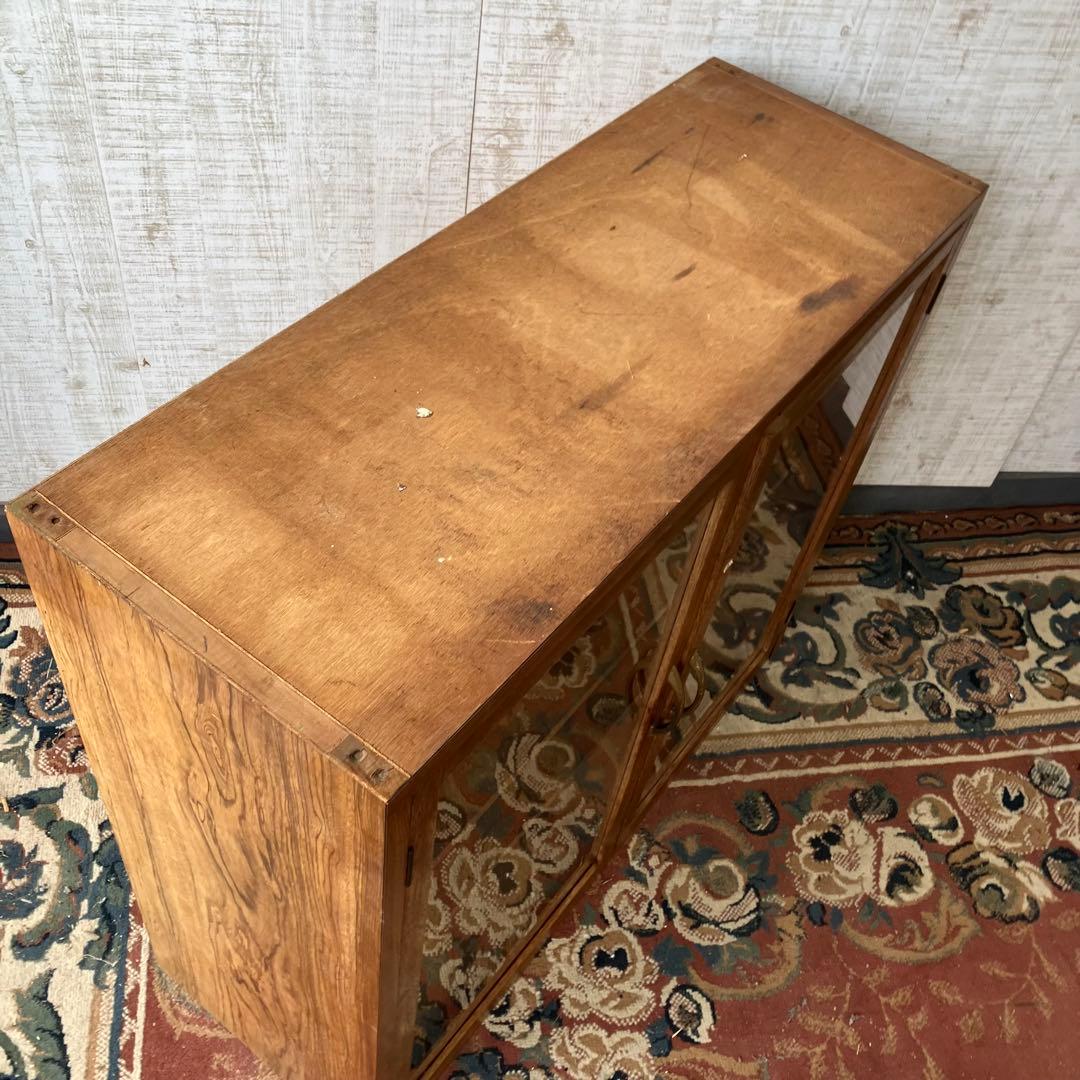 ② 昭和レトロ 古家具 ガラス戸 木製キャビネット 食器棚 飾り棚 サイドボード