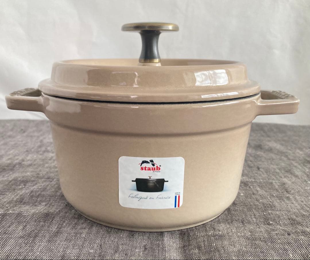 箱シリアルあり　ストウブ　ピコココットラウンド　14cm リネン　ビンテージノブ