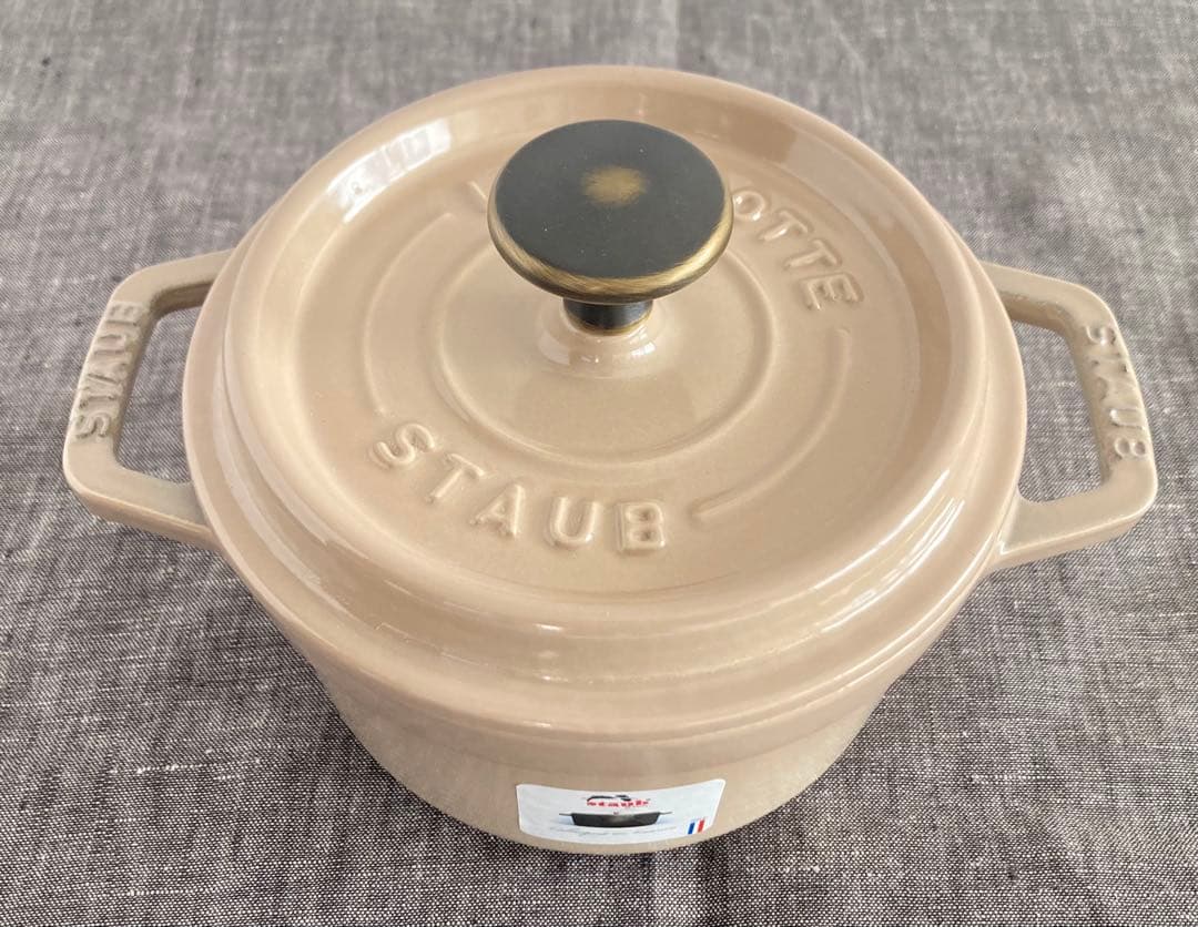 箱シリアルあり　ストウブ　ピコココットラウンド　14cm リネン　ビンテージノブ