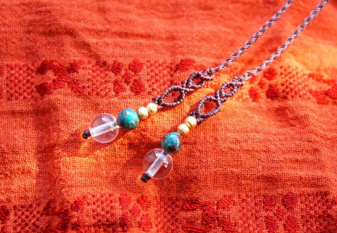 インドヒマラヤ産　ガーデンクォーツ　グリーンカイヤナイト　マクラメ　ネックレス