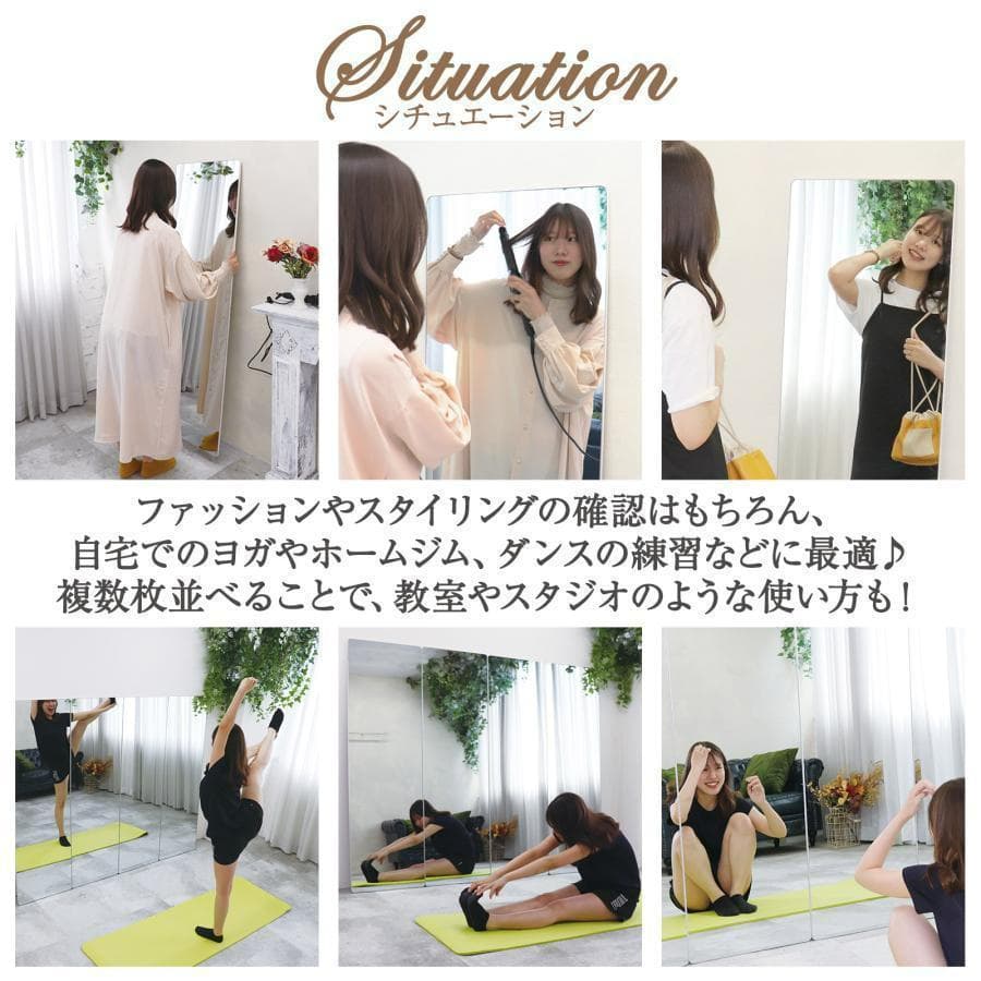 大型 丸角 スタンドミラー 壁掛け 全身鏡 姿見 165x60cm（Rゴールド）