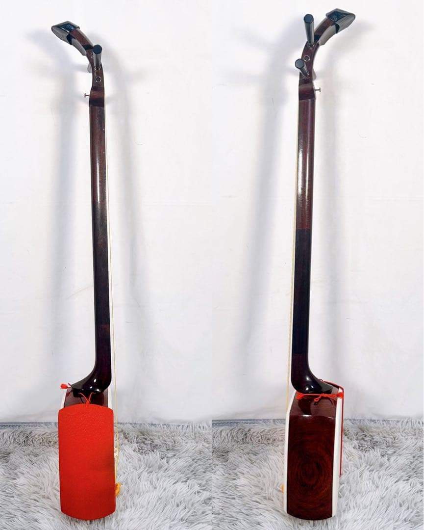 【良品】民謡三味線　三味線　紅木　金細　綾杉胴　東さわり　地唄　皮やぶれなし