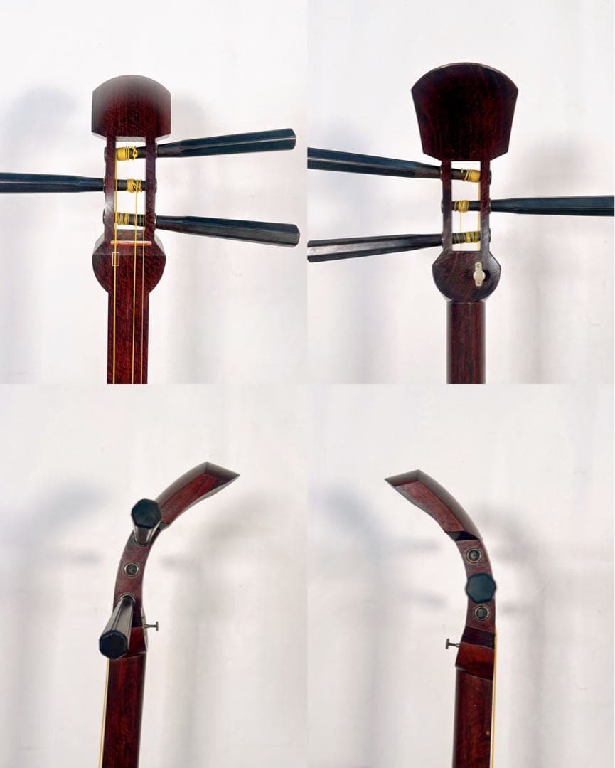 【良品】民謡三味線　三味線　紅木　金細　綾杉胴　東さわり　地唄　皮やぶれなし