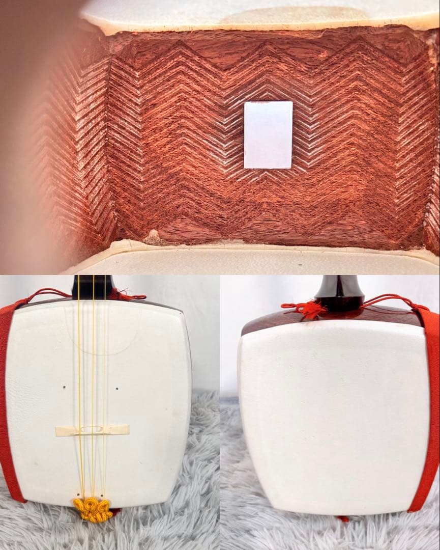 【良品】民謡三味線　三味線　紅木　金細　綾杉胴　東さわり　地唄　皮やぶれなし