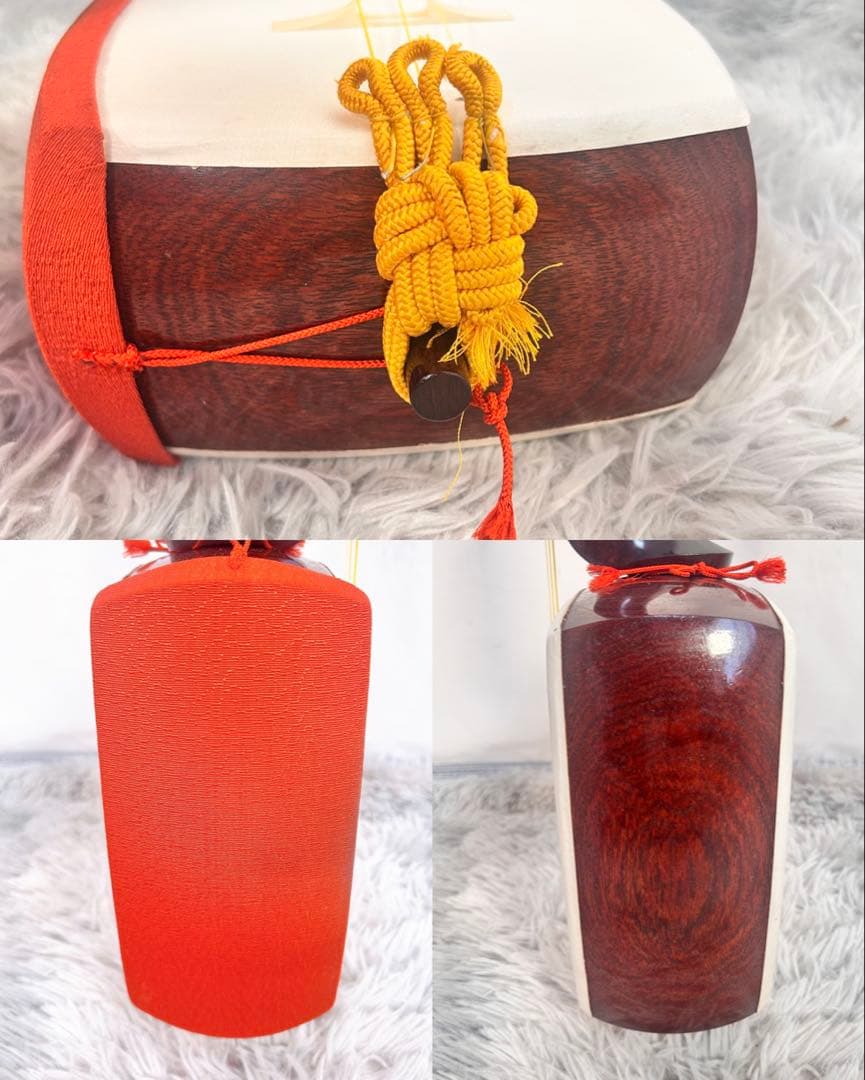 【良品】民謡三味線　三味線　紅木　金細　綾杉胴　東さわり　地唄　皮やぶれなし