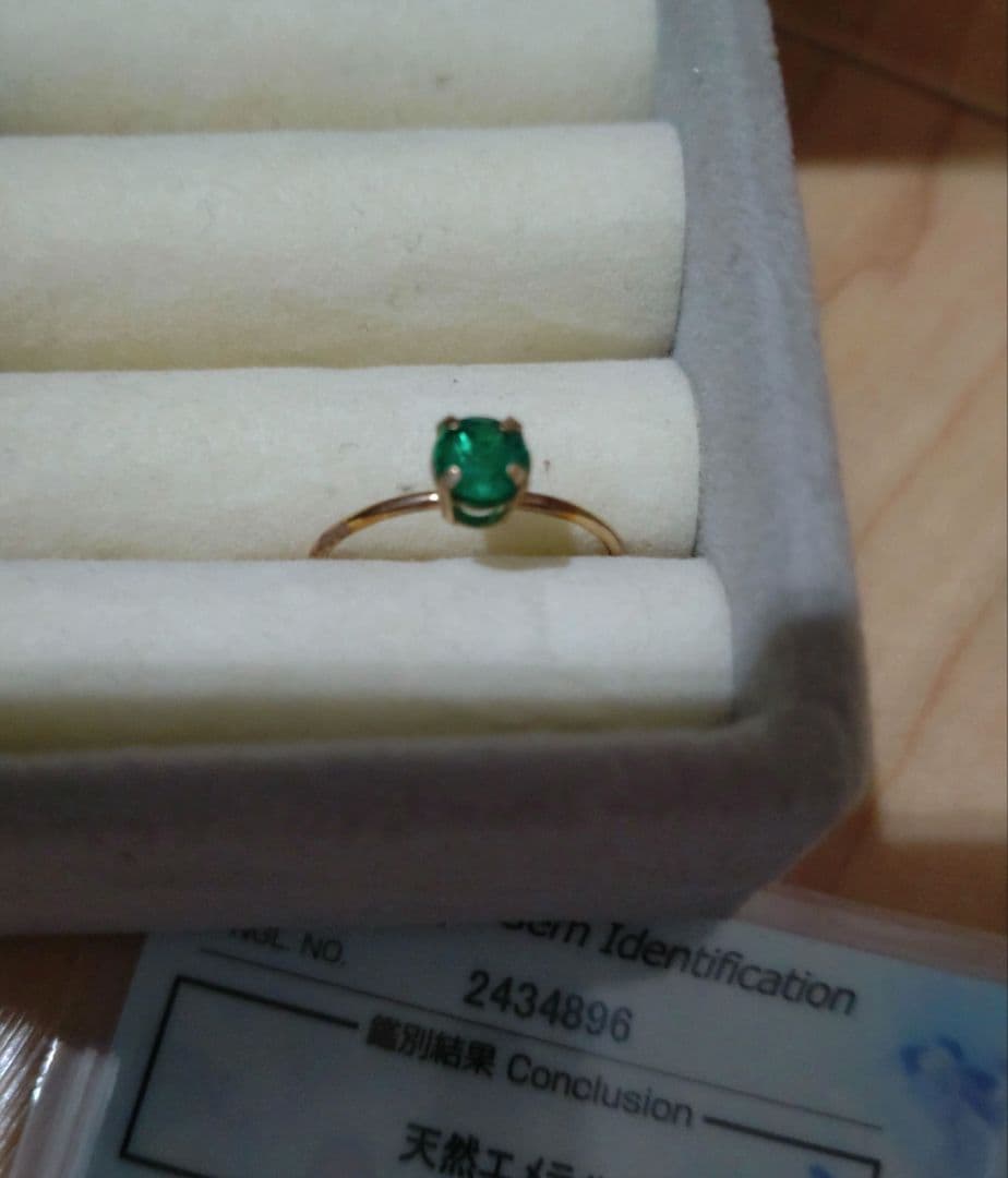 『4.6mm』天然エメラルド0.369ct 指輪　11号