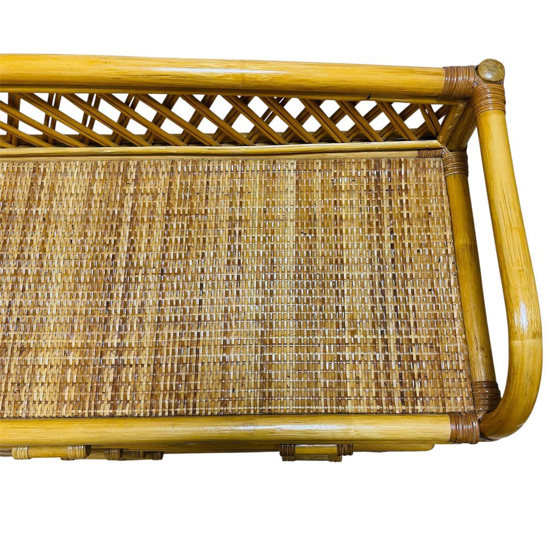 【大人気】ラタン 籐 ワイド ローチェスト 棚 10杯 昭和レトロ ヴィンテージ