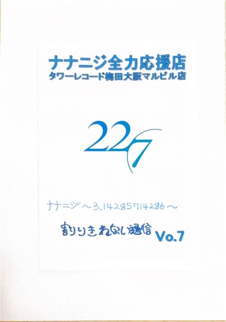 ナナニジ全力応援店　タワーレコード梅田大阪マルビル店　割りきれない通信　１３冊