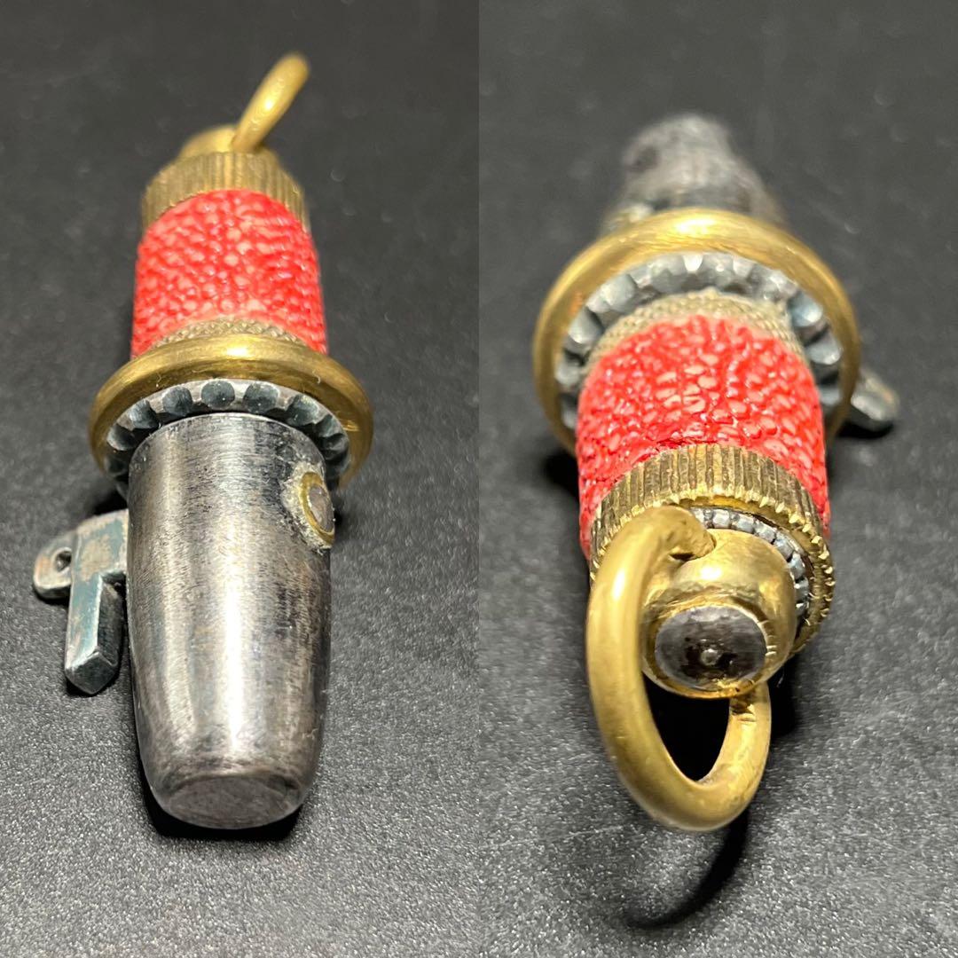 ◎古道具 庵々◎江戸時代 本鮫皮十手型根付鉄地根付 腰提げ物◎古美術