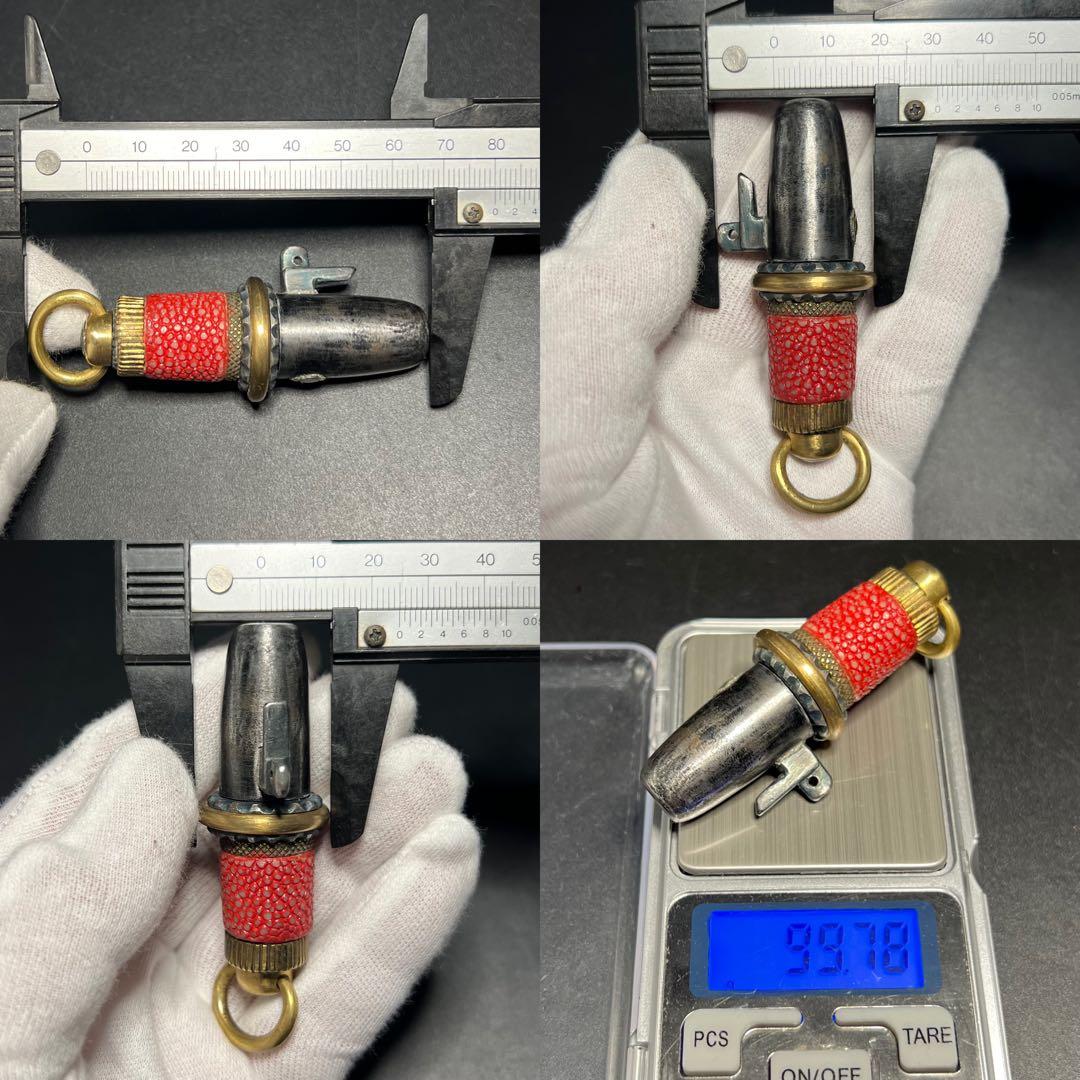 ◎古道具 庵々◎江戸時代 本鮫皮十手型根付鉄地根付 腰提げ物◎古美術