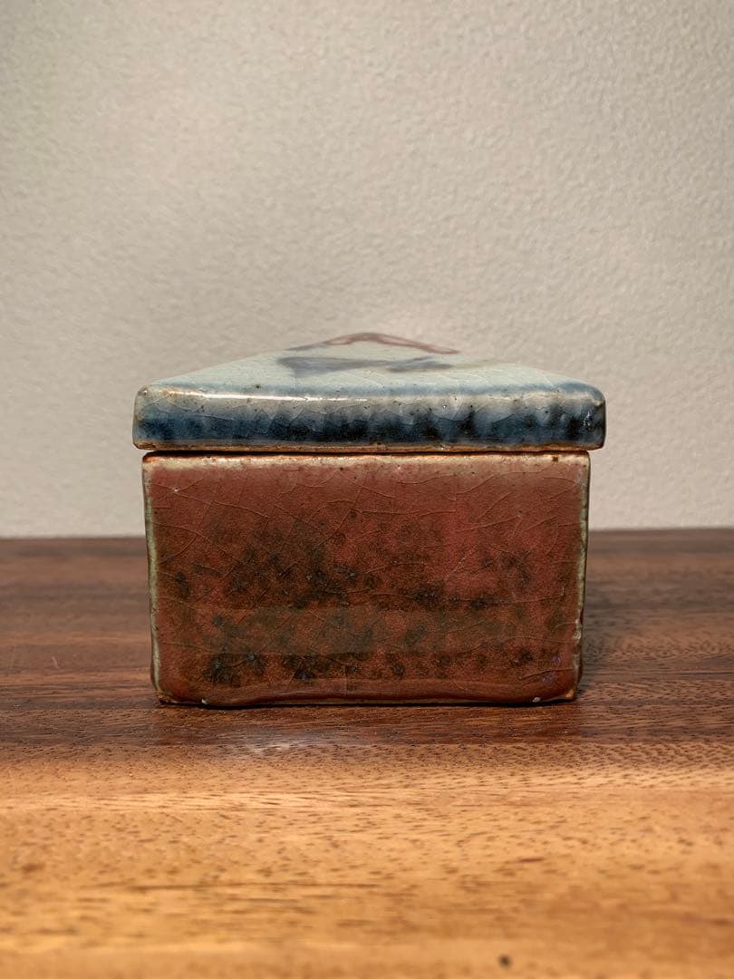 河井武一 呉須辰砂花文陶筥 民藝 河井寛次郎 河井久