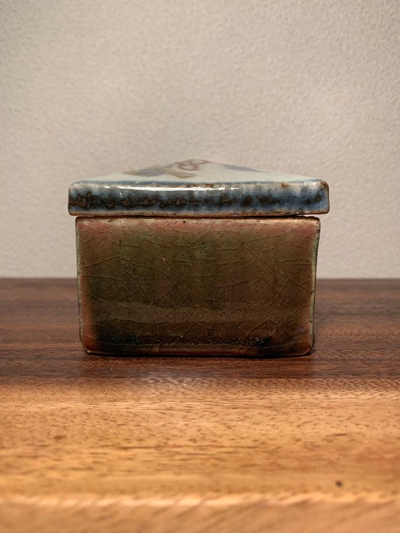 河井武一 呉須辰砂花文陶筥 民藝 河井寛次郎 河井久