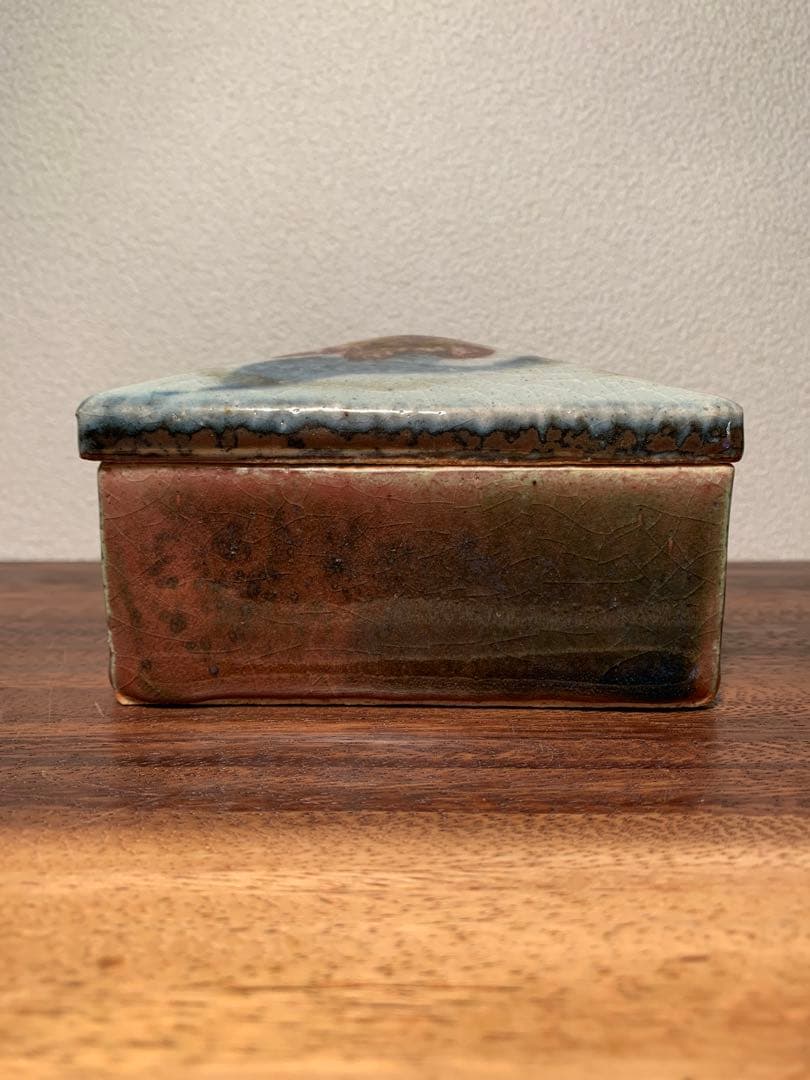 河井武一 呉須辰砂花文陶筥 民藝 河井寛次郎 河井久