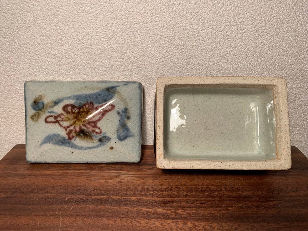 河井武一 呉須辰砂花文陶筥 民藝 河井寛次郎 河井久