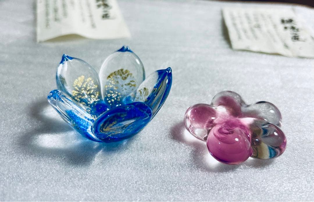 玻璃の匠　はりのたくみ　硝子 箸置き ガラス 梅　10客組 未使用品 共箱