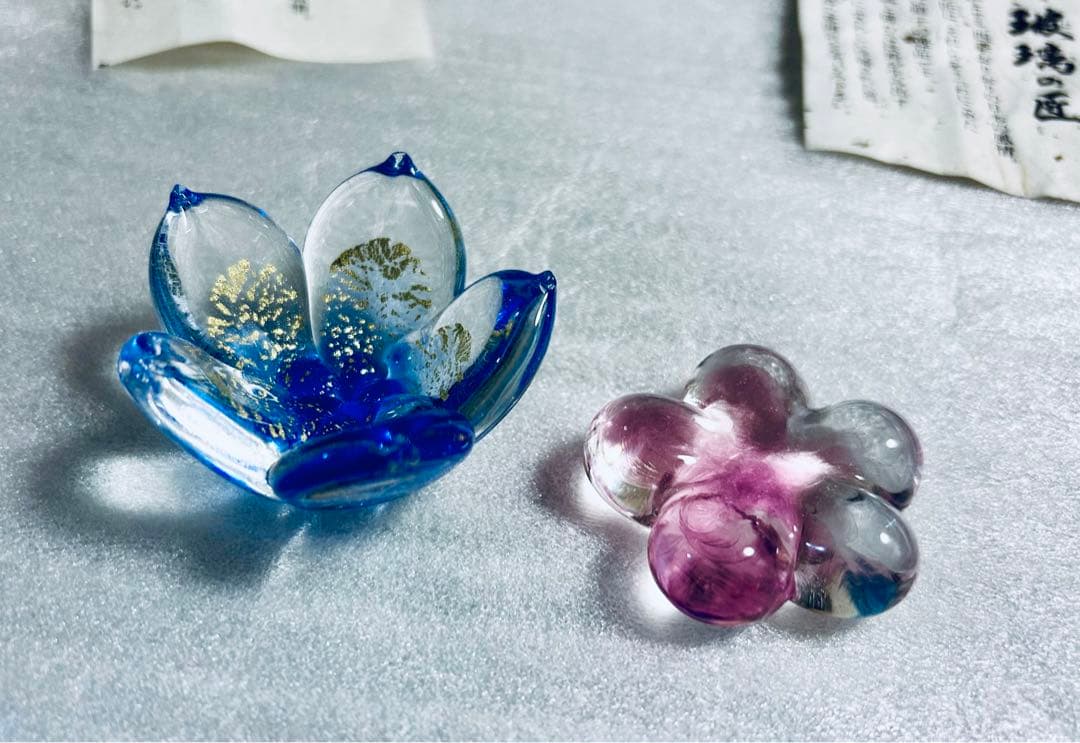 玻璃の匠　はりのたくみ　硝子 箸置き ガラス 梅　10客組 未使用品 共箱