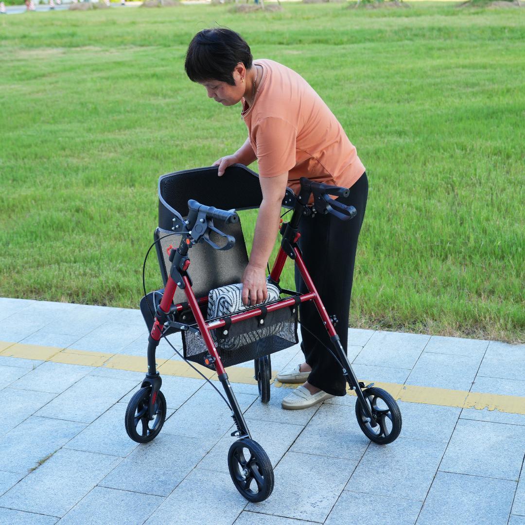 歩行器 歩行車 シルバーカー 軽量設計 室外用 6段階高さ調整 折りたたみ可能