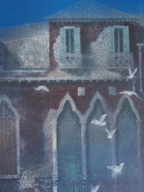 野村義照、【ベネチアの朝】、希少な額装用画集より、状態良好、新品額装付