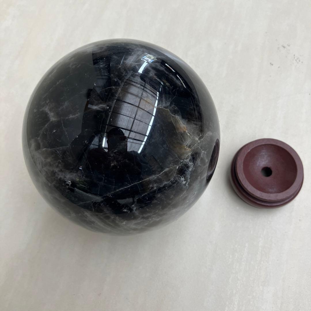 モリオン丸玉　黒水晶　パワーストーン　鑑賞石　自然石　天然石　原石