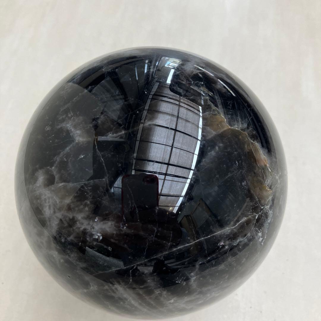 モリオン丸玉　黒水晶　パワーストーン　鑑賞石　自然石　天然石　原石
