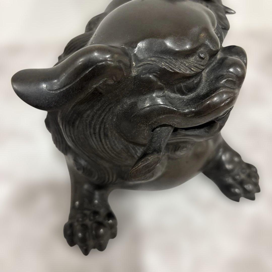 照雲作　「唐獅子牡丹」　（銅置物）