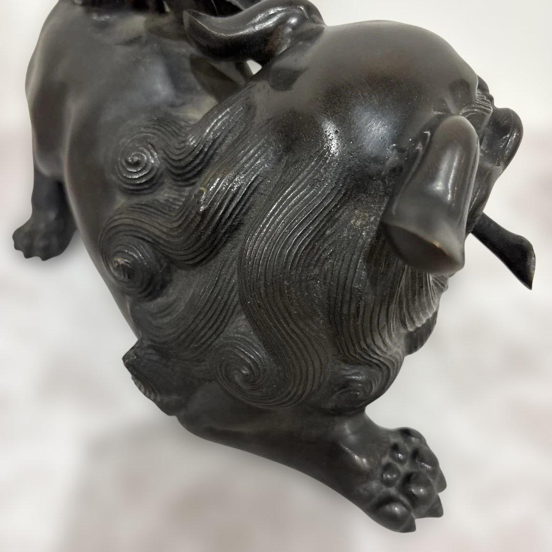 照雲作　「唐獅子牡丹」　（銅置物）