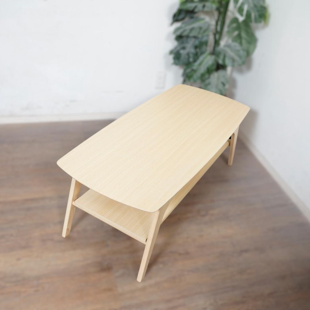 【新品】木目調テーブル　引出し付き　棚付き　スタイリッシュ　アウトレット