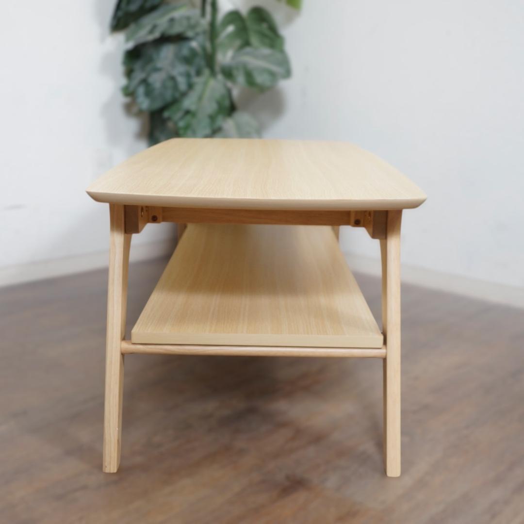 【新品】木目調テーブル　引出し付き　棚付き　スタイリッシュ　アウトレット